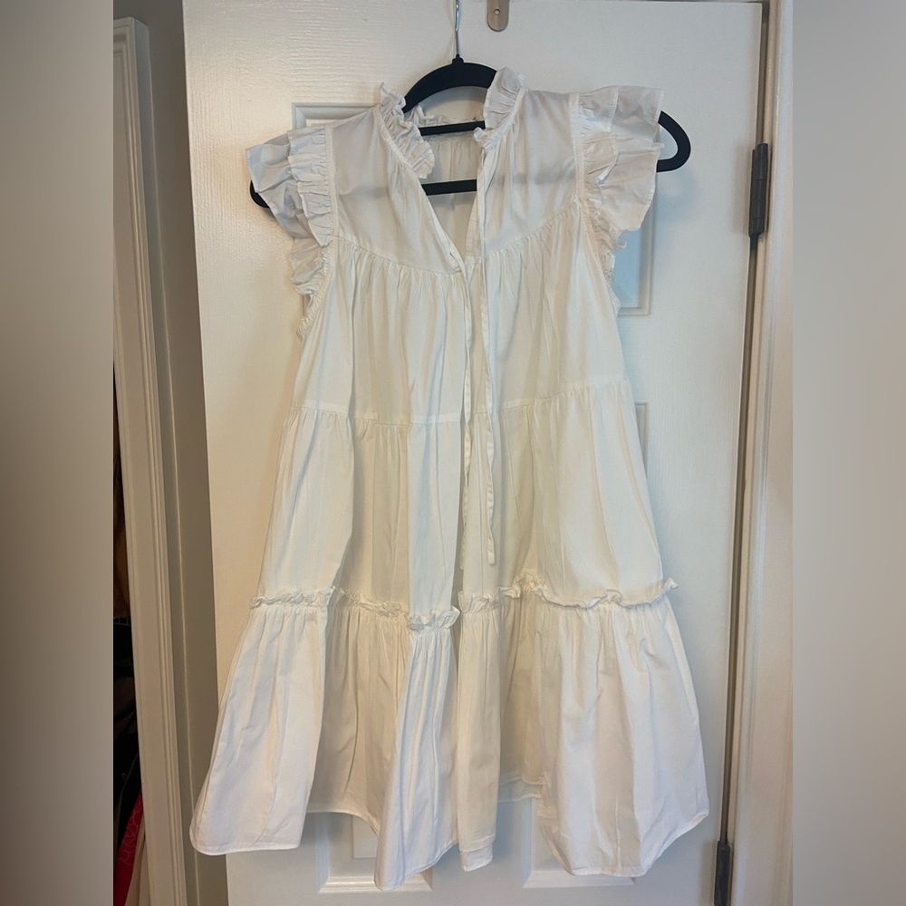 White Ruffled Tiered Mini Dress